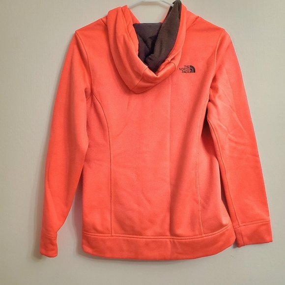 The North Face Hoodie Size Medium Black Logo Print Pink/Orange Sweatshirt Neon - Picture 2 of 12